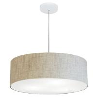 Lustre Pendente Cilíndrico Vivare Md-4217 Cúpula Em Tecido 50x15cm - Bivolt Rustico-bege 127/220v - 1