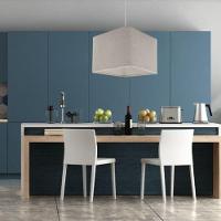 Lustre Pendente Quadrado Vivare Md-4058 Cúpula Em Tecido 21/25x25cm - Bivolt Cinza Claro 127/220v - 5