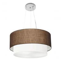 Lustre Pendente Duplo Cilíndrico Vivare Md-4061 Cúpula Em Tecido 50x40cm - Bivolt Café-branco 127/220v - 5