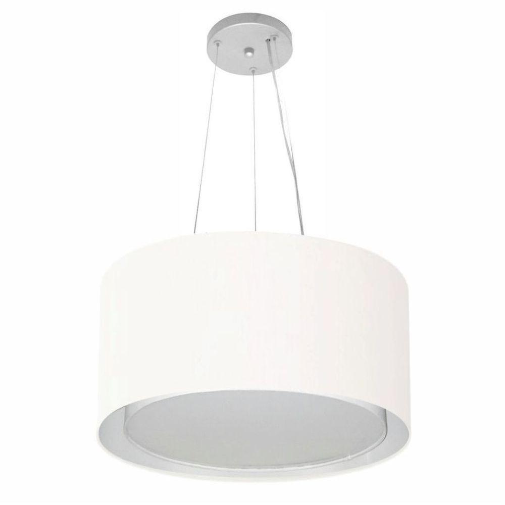 Lustre Pendente Cilíndrico Duplo Vivare Md-4123 Cúpula Em Tecido 40x25cm - Bivolt Branco 127/220v - 1