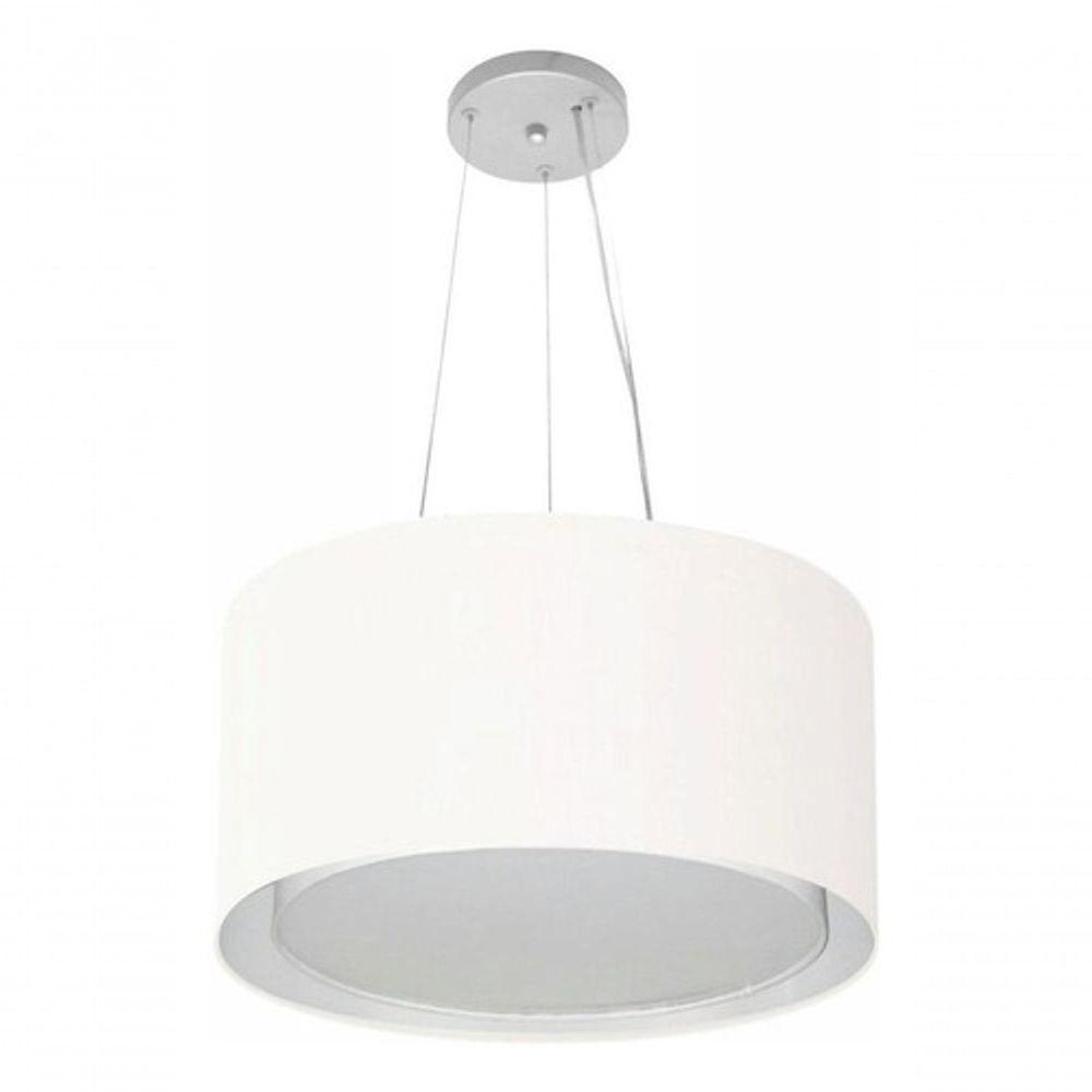 Lustre Pendente Cilíndrico Duplo Vivare Md-4123 Cúpula Em Tecido 40x25cm - Bivolt Branco 127/220v - 3