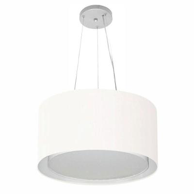 Lustre Pendente Cilíndrico Duplo Vivare Md-4123 Cúpula Em Tecido 40x25cm - Bivolt Branco 127/220v