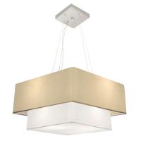 Lustre Pendente Duplo Quadrado Vivare Md-4066 Cúpula Em Tecido 50x35cm Algodão Crú / Branco - Bivolt - 1