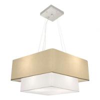 Lustre Pendente Duplo Quadrado Vivare Md-4066 Cúpula Em Tecido 50x35cm Algodão Crú / Branco - Bivolt - 3