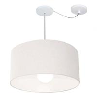Lustre Pendente Cilíndrico Com Desvio De Centro Vivare Md-4232 Cúpula Em Tecido 55x25cm - Bivolt Branco 127/220v - 3