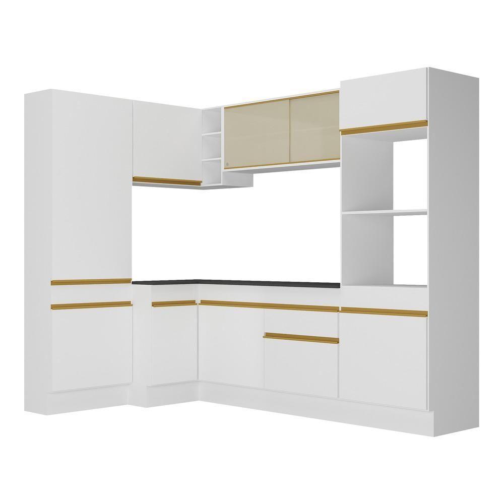 Cozinha Completa De Canto Com Armário E Balcão Branca - 3