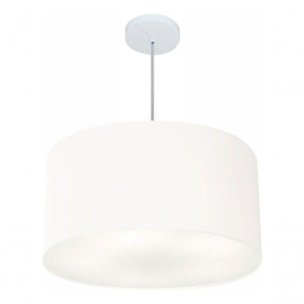 Lustre Pendente Cilíndrico Md-4080 Cúpula Em Tecido 60x30cm Branco - Bivolt - 4