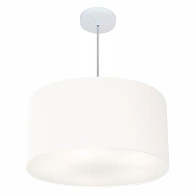 Lustre Pendente Cilíndrico Md-4080 Cúpula Em Tecido 60x30cm Branco - Bivolt
