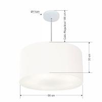 Lustre Pendente Cilíndrico Md-4080 Cúpula Em Tecido 60x30cm Branco - Bivolt - 2