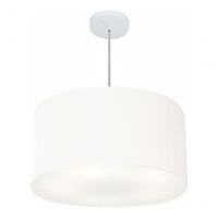 Lustre Pendente Cilíndrico Md-4080 Cúpula Em Tecido 60x30cm Branco - Bivolt