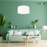 Lustre Pendente Cilíndrico Md-4080 Cúpula Em Tecido 60x30cm Branco - Bivolt - 6