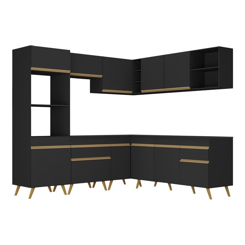 Cozinha Completa De Canto Veneza Gb Mp2045 Com Armário E Balcão Preta - 3