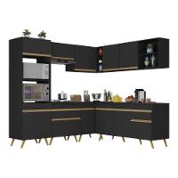 Cozinha Completa De Canto Veneza Gb Mp2045 Com Armário E Balcão Preta - 1