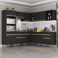 Cozinha Completa De Canto Veneza Gb Mp2045 Com Armário E Balcão Preta