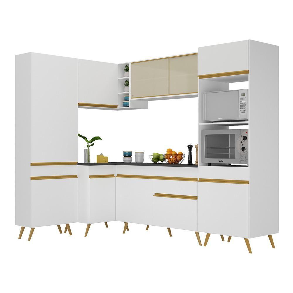 Cozinha Completa De Canto Veneza Gw Mp2050 Com Armário E Balcão Branca - 2