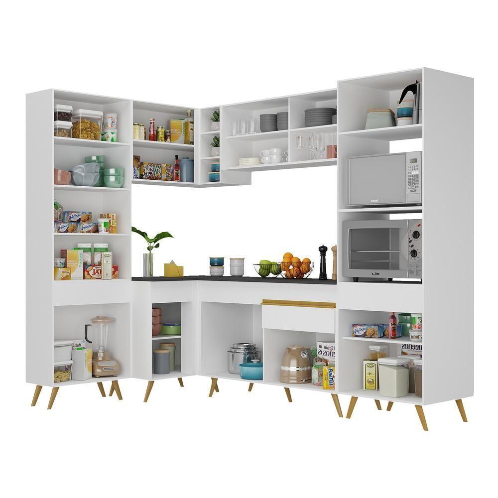 Cozinha Completa De Canto Veneza Gw Mp2050 Com Armário E Balcão Branca - 5
