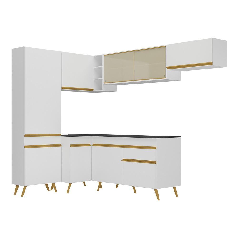 Cozinha Completa De Canto Veneza Gw Mp2052 Com Armário E Balcão Branca - 3