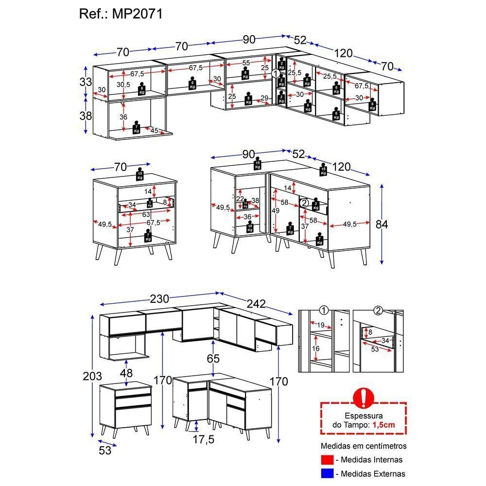 Cozinha Completa De Canto Veneza Gb Mp2071 Com Armário E Balcão Preta - 2