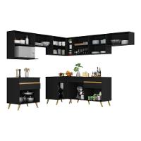 Cozinha Completa De Canto Veneza Gb Mp2071 Com Armário E Balcão Preta