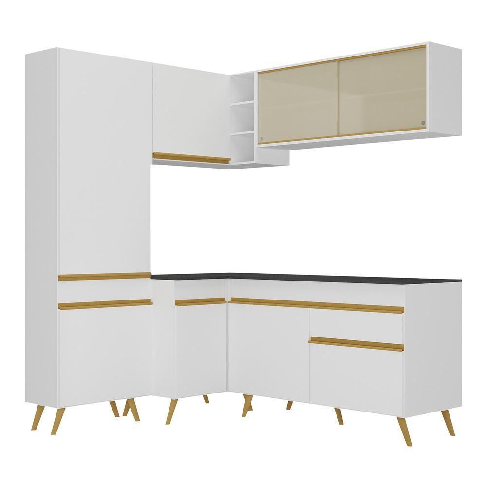 Cozinha Completa De Canto Veneza Gw Mp2054 Com Armário E Balcão Branca - 1