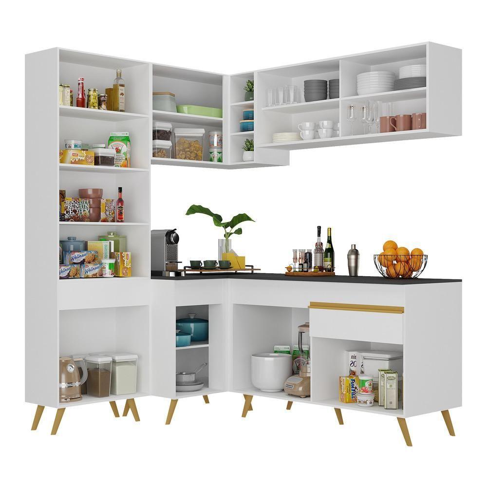 Cozinha Completa De Canto Veneza Gw Mp2054 Com Armário E Balcão Branca - 4
