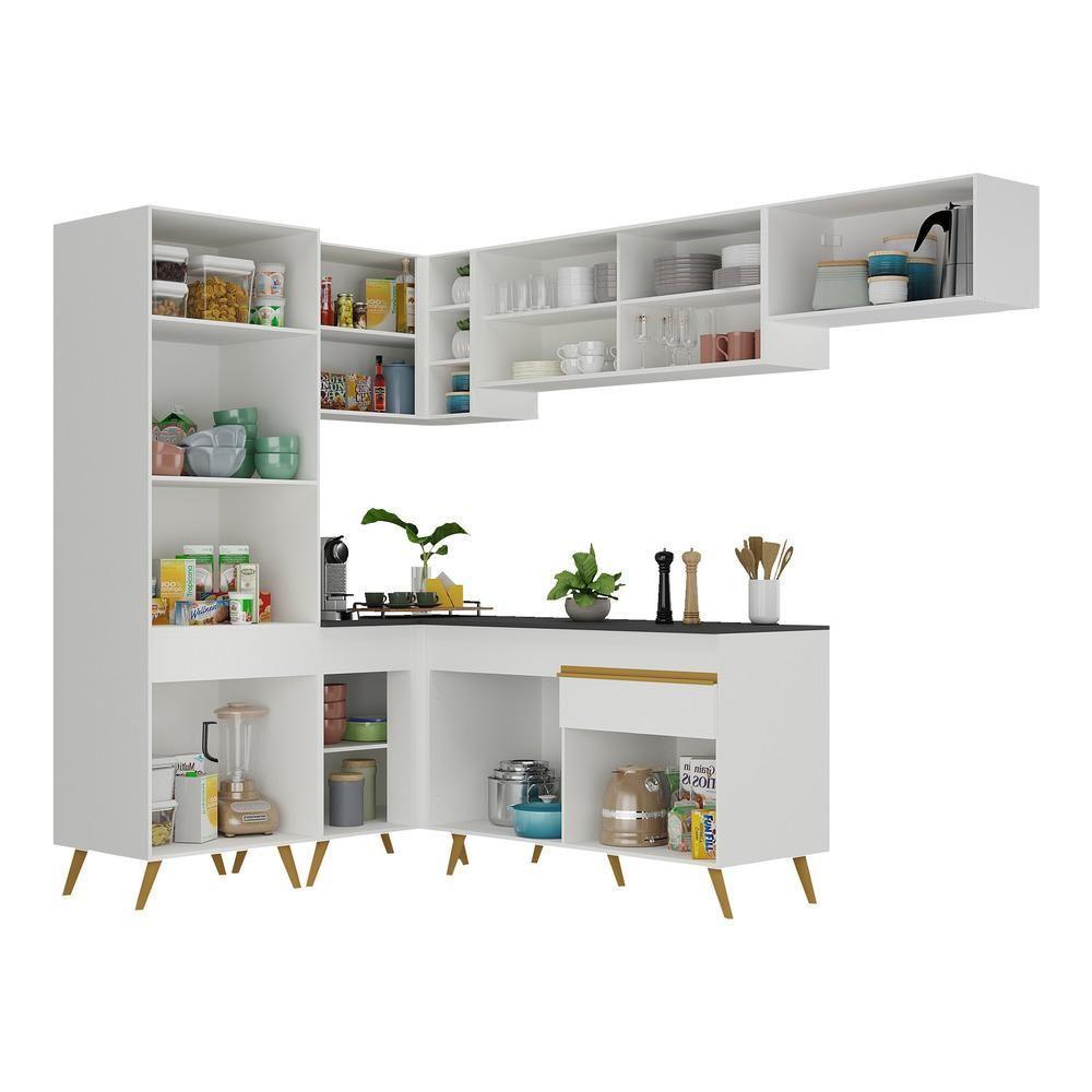 Cozinha Completa De Canto Veneza Gw Mp2051 Com Armário E Balcão Branca - 1