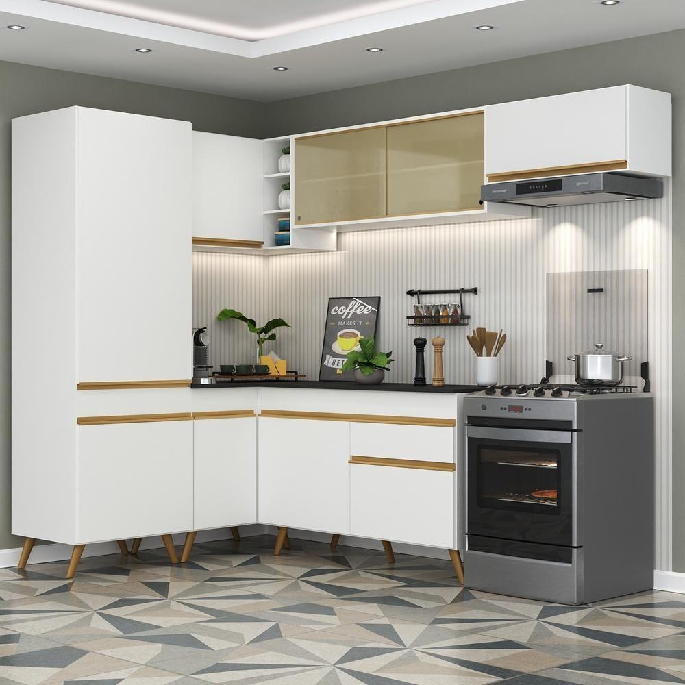 Cozinha Completa De Canto Veneza Gw Mp2051 Com Armário E Balcão Branca - 7