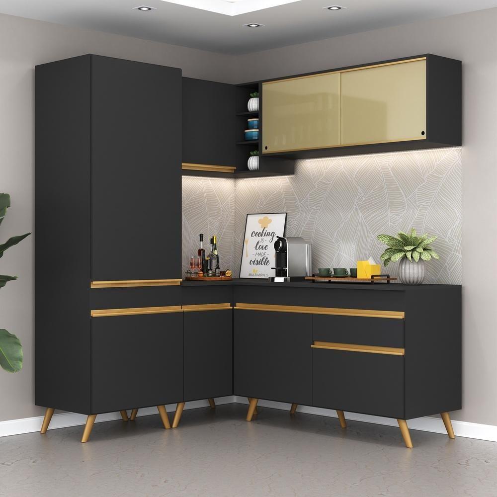 Cozinha Completa De Canto Veneza Gb Mp2053 Com Armário E Balcão Preta - 3