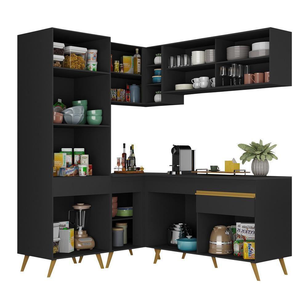 Cozinha Completa De Canto Veneza Gb Mp2053 Com Armário E Balcão Preta - 4