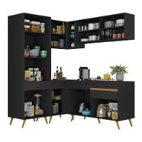 Cozinha Completa De Canto Veneza Gb Mp2053 Com Armário E Balcão Preta