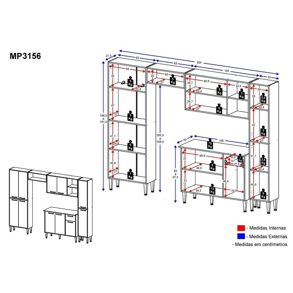 Cozinha Completa Armário e Balcão Xangai Classic Multimóveis - 4