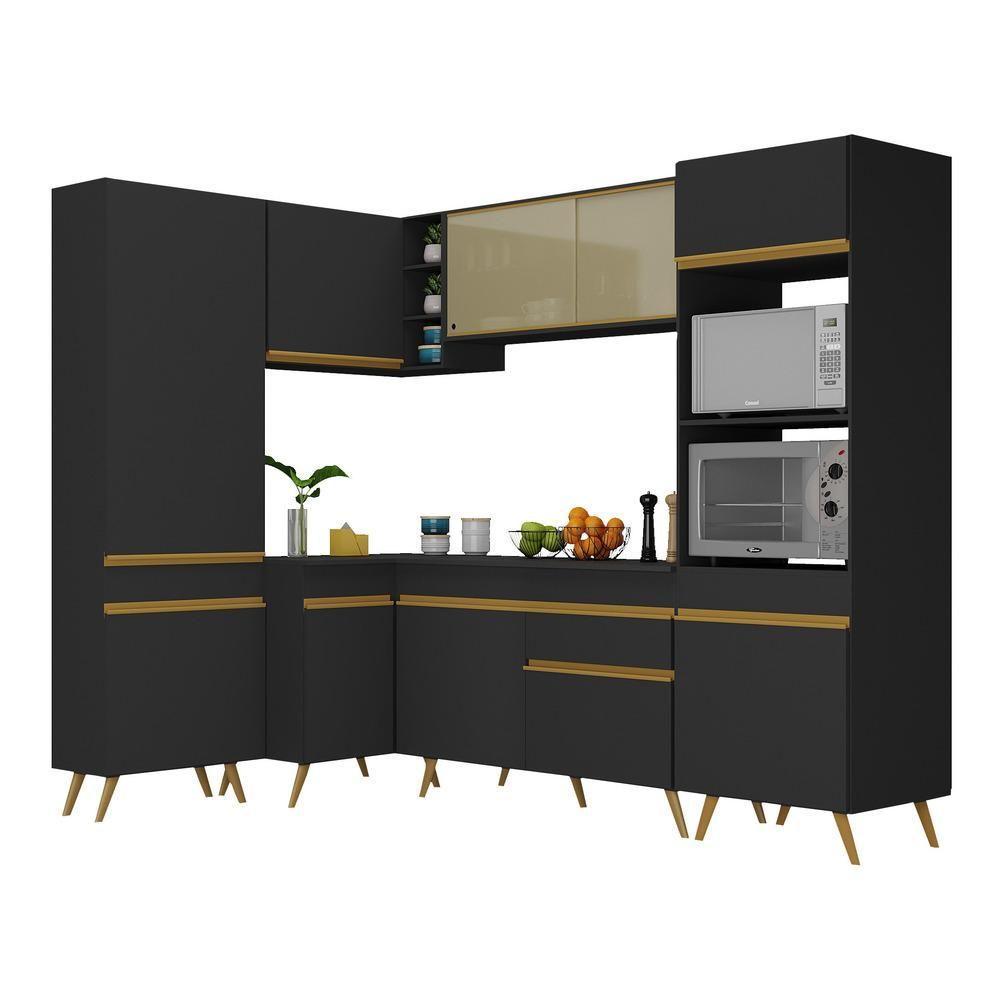 Cozinha Completa De Canto Veneza Gb Mp2050 Com Armário E Balcão Preta - 1