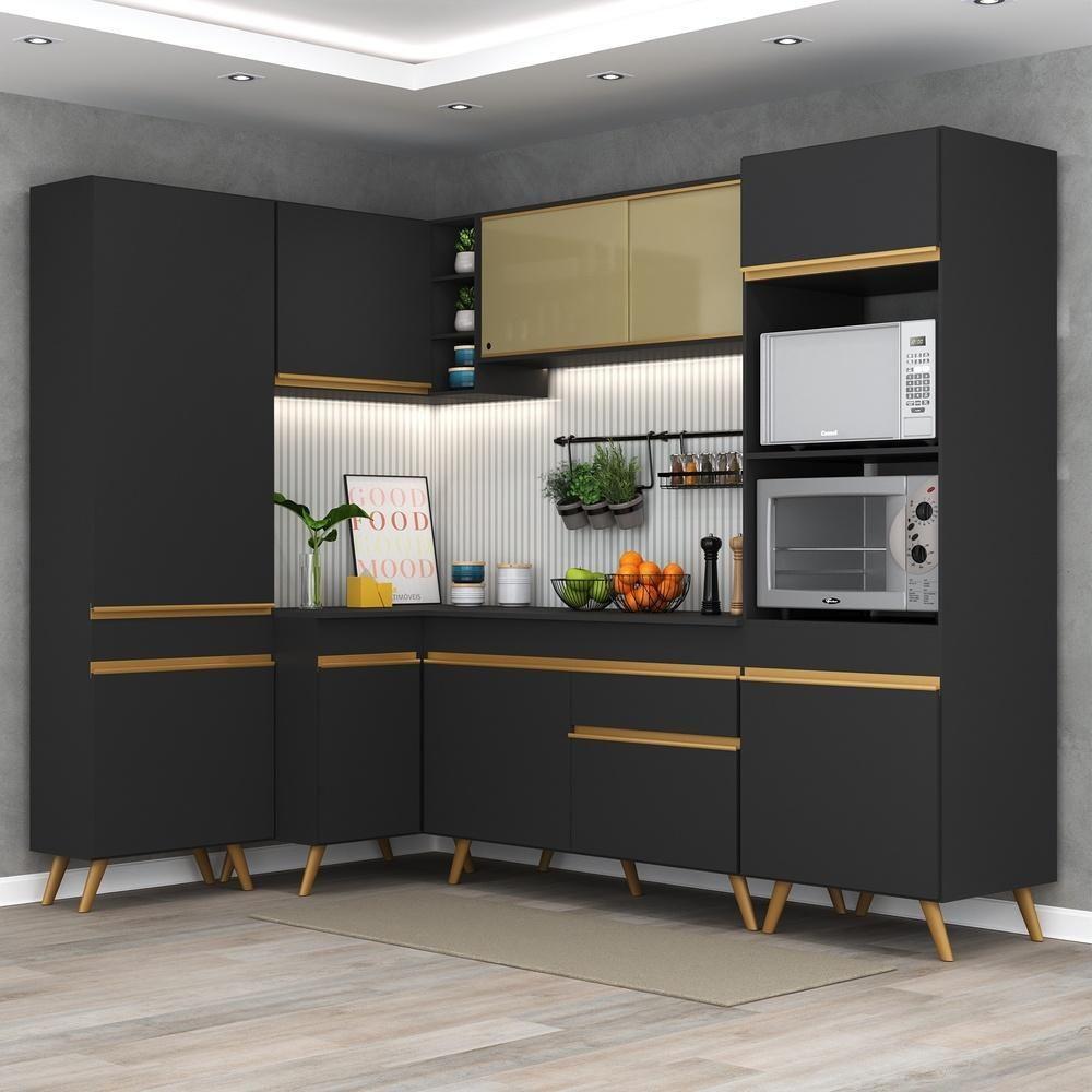 Cozinha Completa De Canto Veneza Gb Mp2050 Com Armário E Balcão Preta - 2