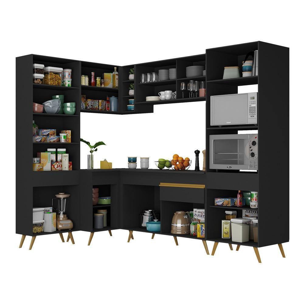 Cozinha Completa De Canto Veneza Gb Mp2050 Com Armário E Balcão Preta - 5