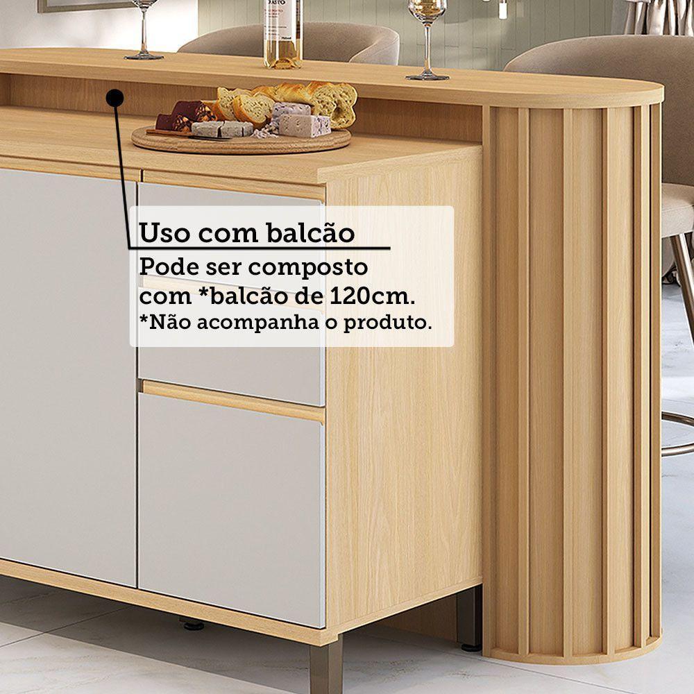 Bancada Cozinha 144cm C/ Tampo P/ Ilha Aura Luciane Móveis Carvalho - 5