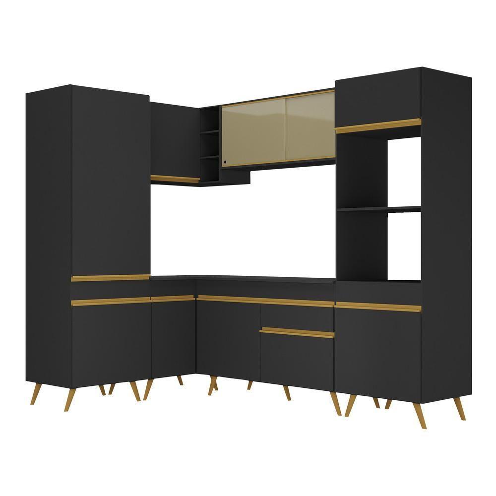 Cozinha Completa De Canto Veneza Gb Mp2049 Com Armário E Balcão Preta - 4