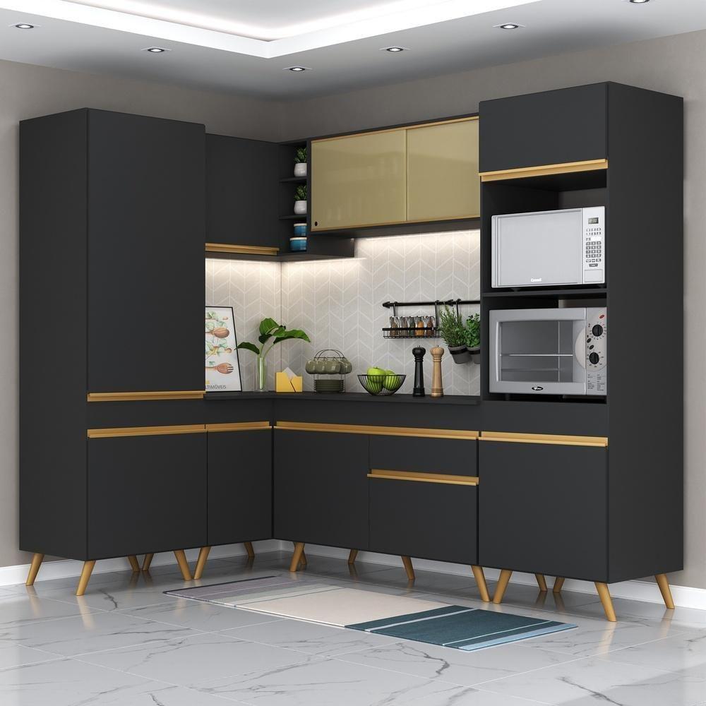 Cozinha Completa De Canto Veneza Gb Mp2049 Com Armário E Balcão Preta - 7