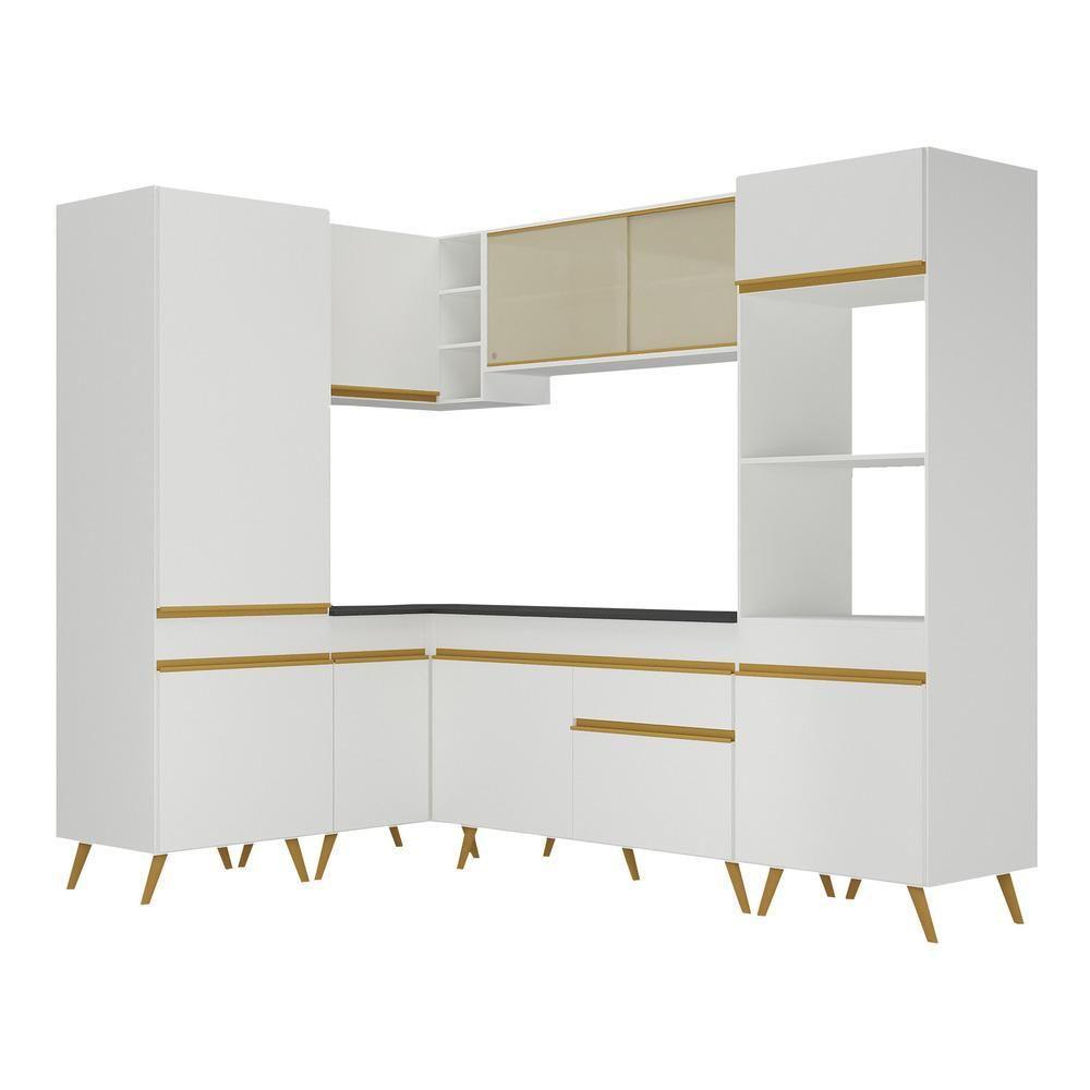 Cozinha Completa De Canto Veneza Gw Mp2049 Com Armário E Balcão Branca - 3