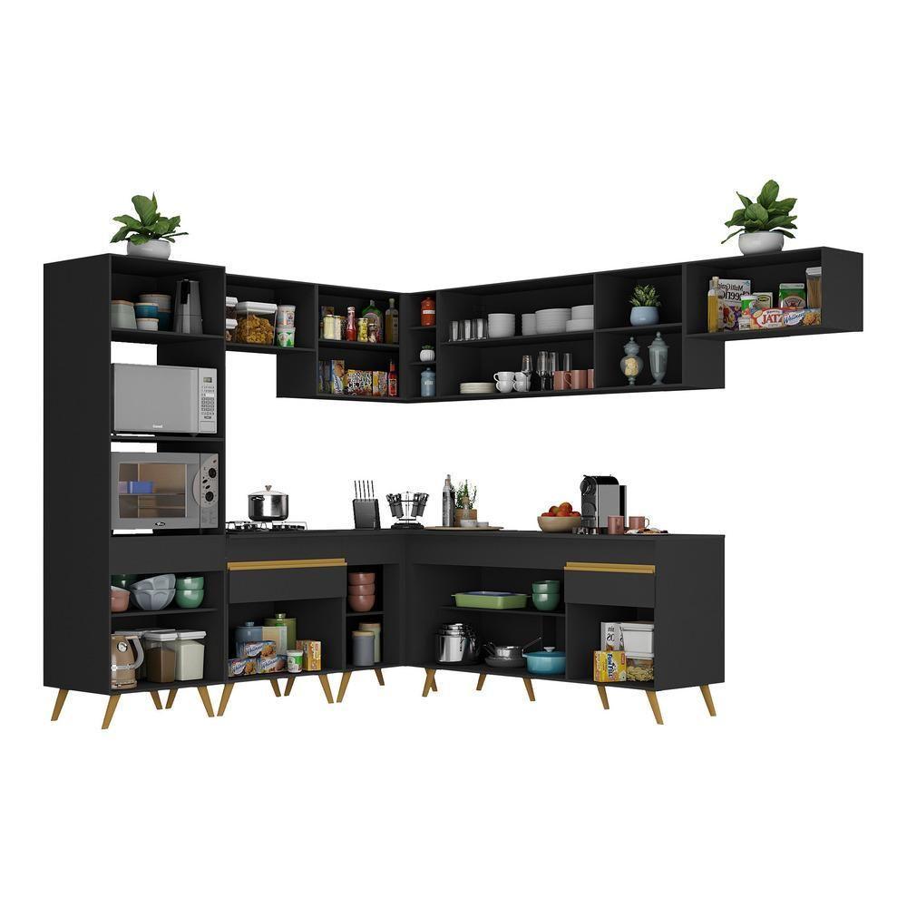 Cozinha Completa De Canto Veneza Gb Mp2048 Com Armário E Balcão Preta - 5