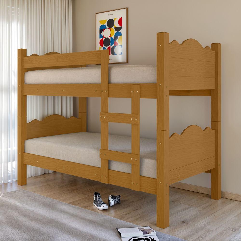 Beliche Pequim Art Panta 100% Mdf C/ Escada Vira 2 Camas P/colchão 188x88- Super Reforçada - Nature - 1