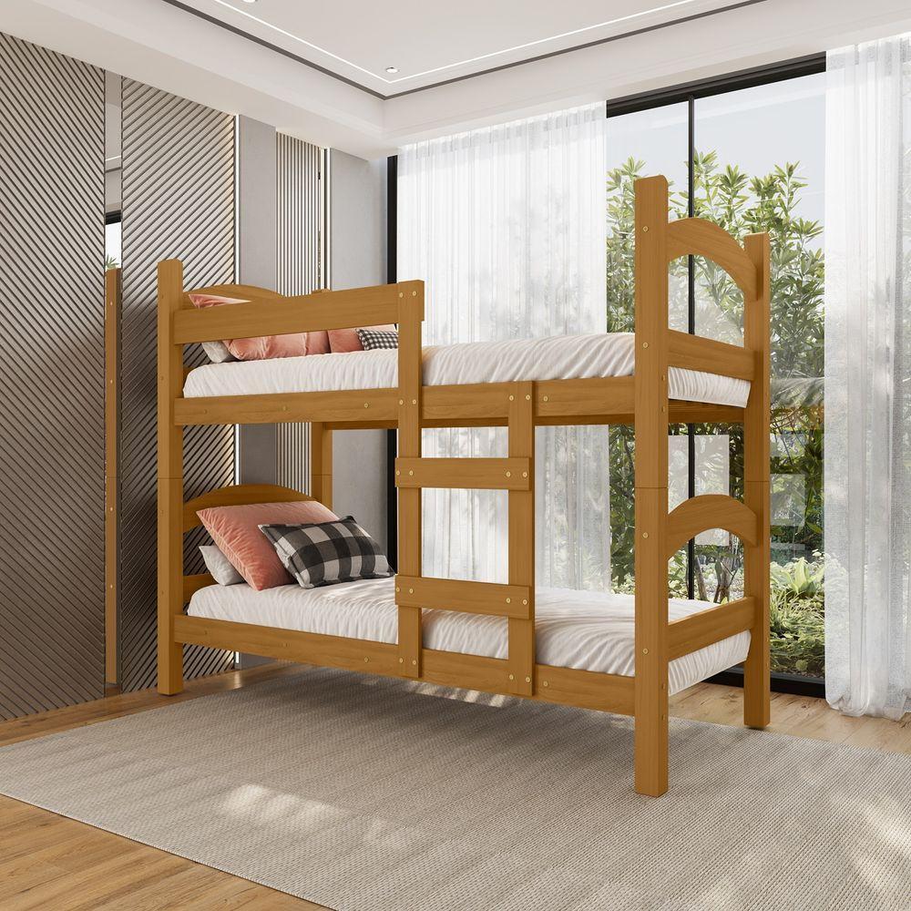 Beliche Trento Art Panta 100% Mdf C/ Escada Vira 2 Camas P/colchão 188x88- Super Reforçada - Nature - 1