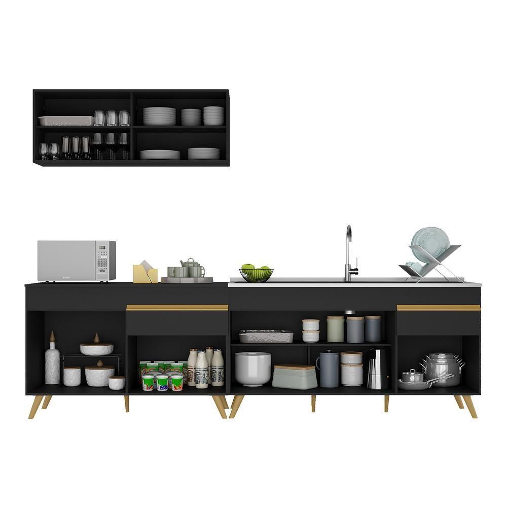 Cozinha Compacta Veneza Gb Mp2077 Com Armário E Balcão Preta - 2