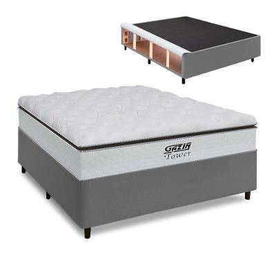 Cama Box Baú Queen Gazin Colchão Com Molas Ensacadas 158x198x78cm Tower Cinza/bran