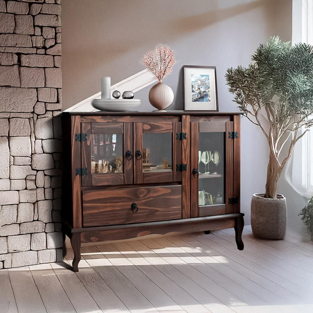 Balcão Para Cozinha 3 Portas Em Vidro Madeira Maciça Imbuia Repleta - 9