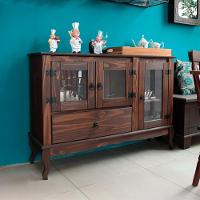 Balcão Para Cozinha 3 Portas Em Vidro Madeira Maciça Imbuia Repleta - 1