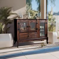 Balcão Para Cozinha 3 Portas Em Vidro Madeira Maciça Imbuia Repleta - 10