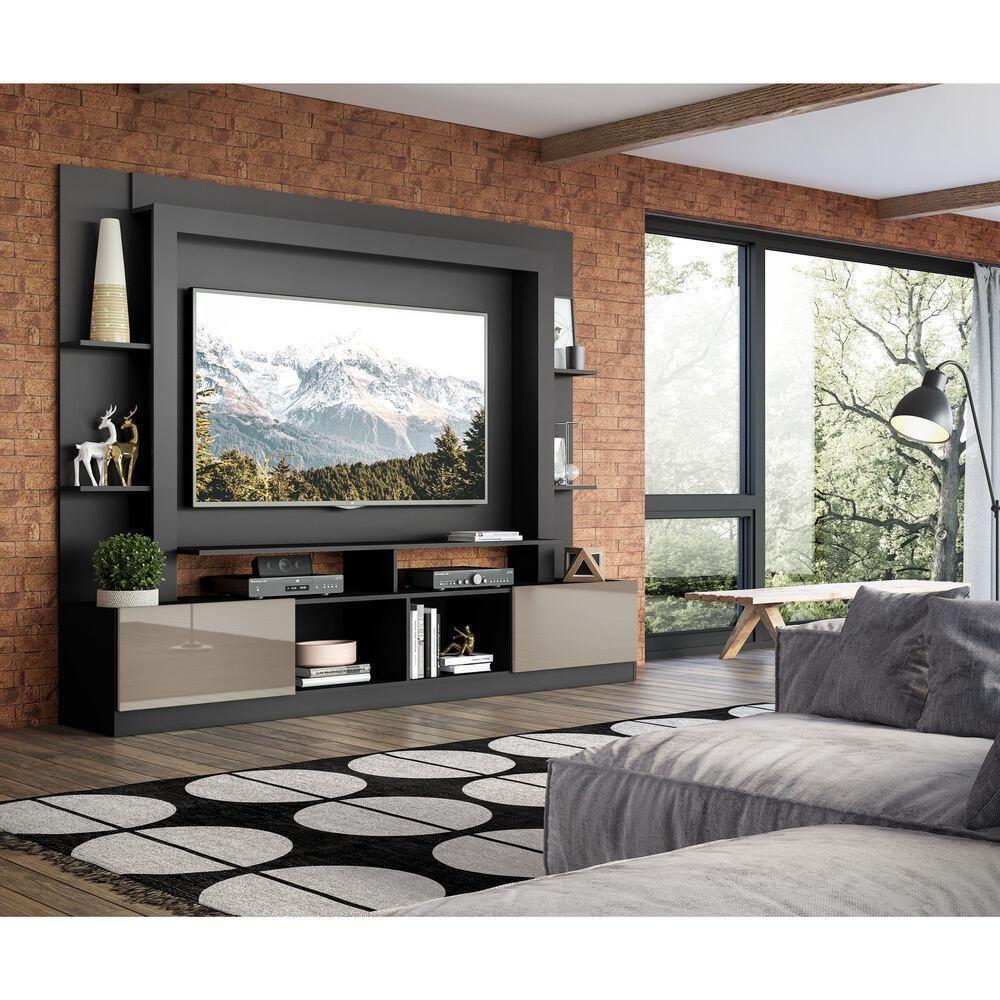 Estante Com Suporte Tv 65" E 2 Portas Oslo Multimóveis V3386 Preta/Lacca Fumê Preto/Lacca Fumê - 2