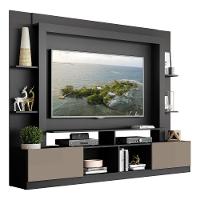 Estante Com Suporte Tv 65" E 2 Portas Oslo Multimóveis V3386 Preta/Lacca Fumê Preto/Lacca Fumê - 1