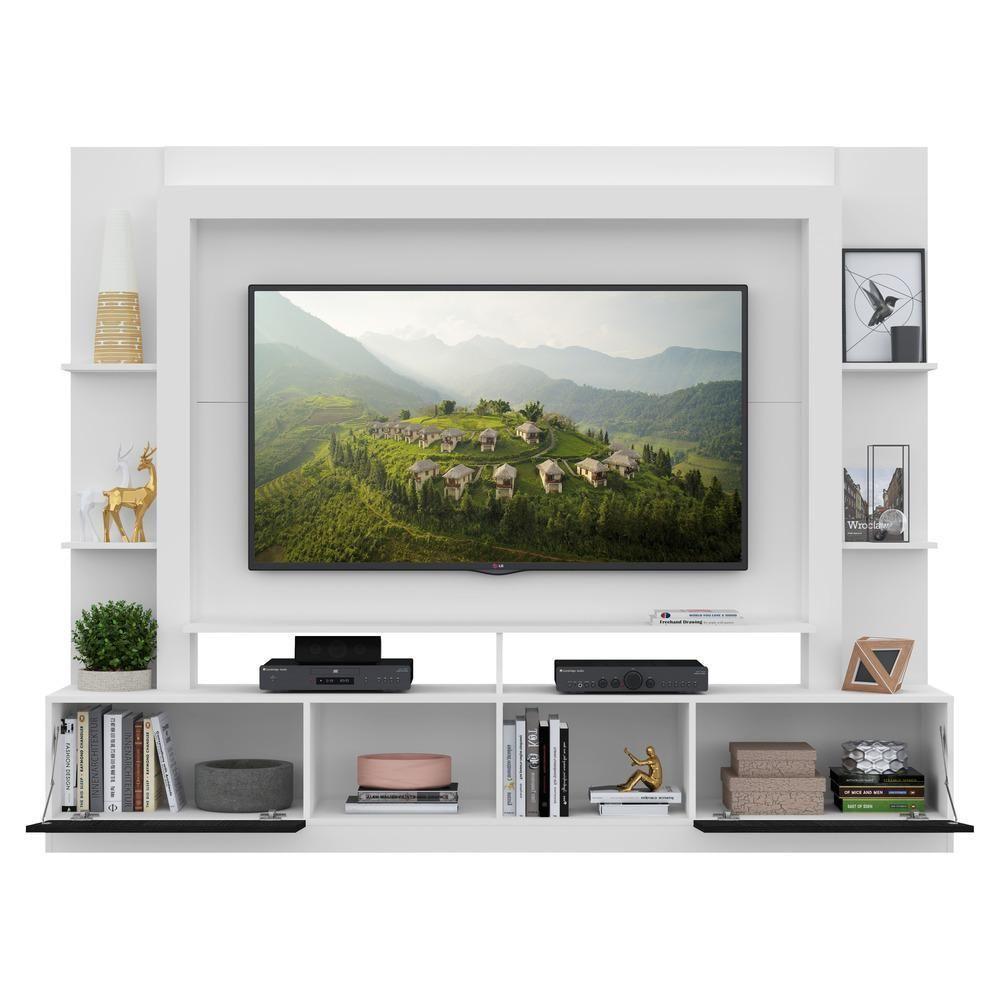 Estante Com Suporte Tv 65" E 2 Portas Oslo Multimóveis V3386 Branca/Preta Branco/Preto - 4