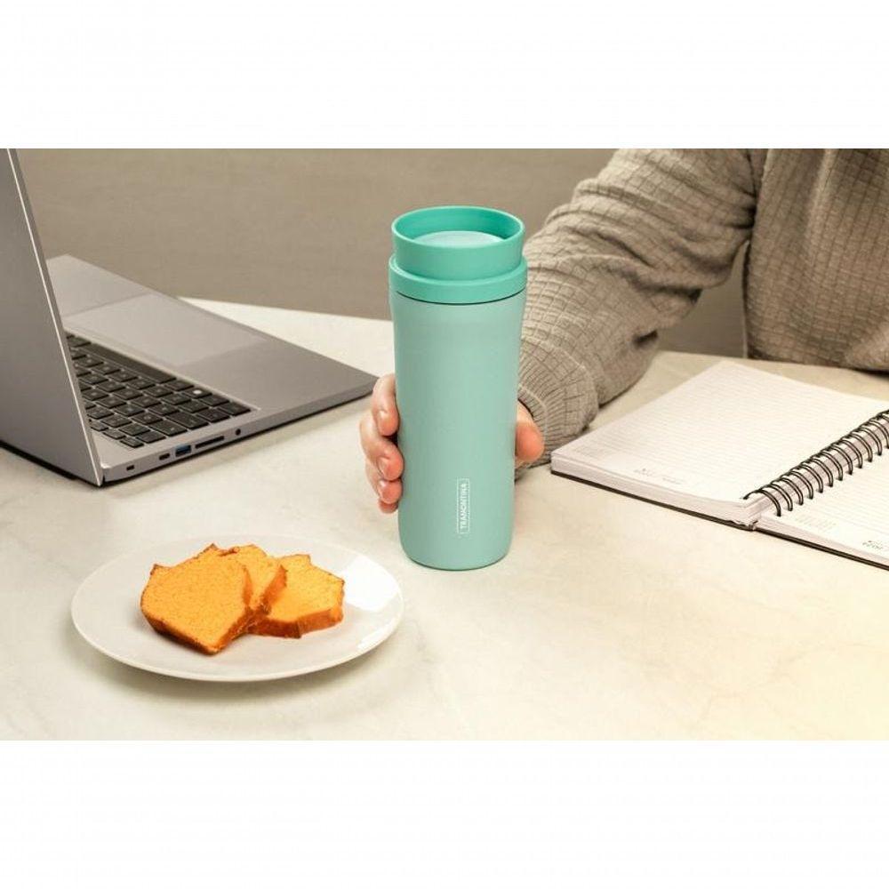 Copo Térmico Tramontina Aço Inox 460 Ml Verde Com Bocal 360° - 2